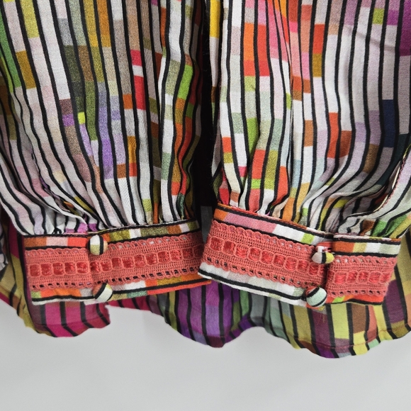 Anthropologie Conditions Apply Blouse Peasant Mosaic Multicolor - Picture 9 of 15